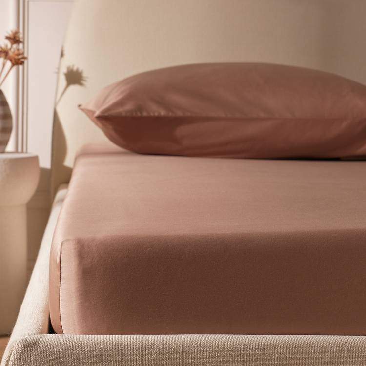 Habitat Egyptian Cotton 400 TC Mocha Fitted Sheet - Single