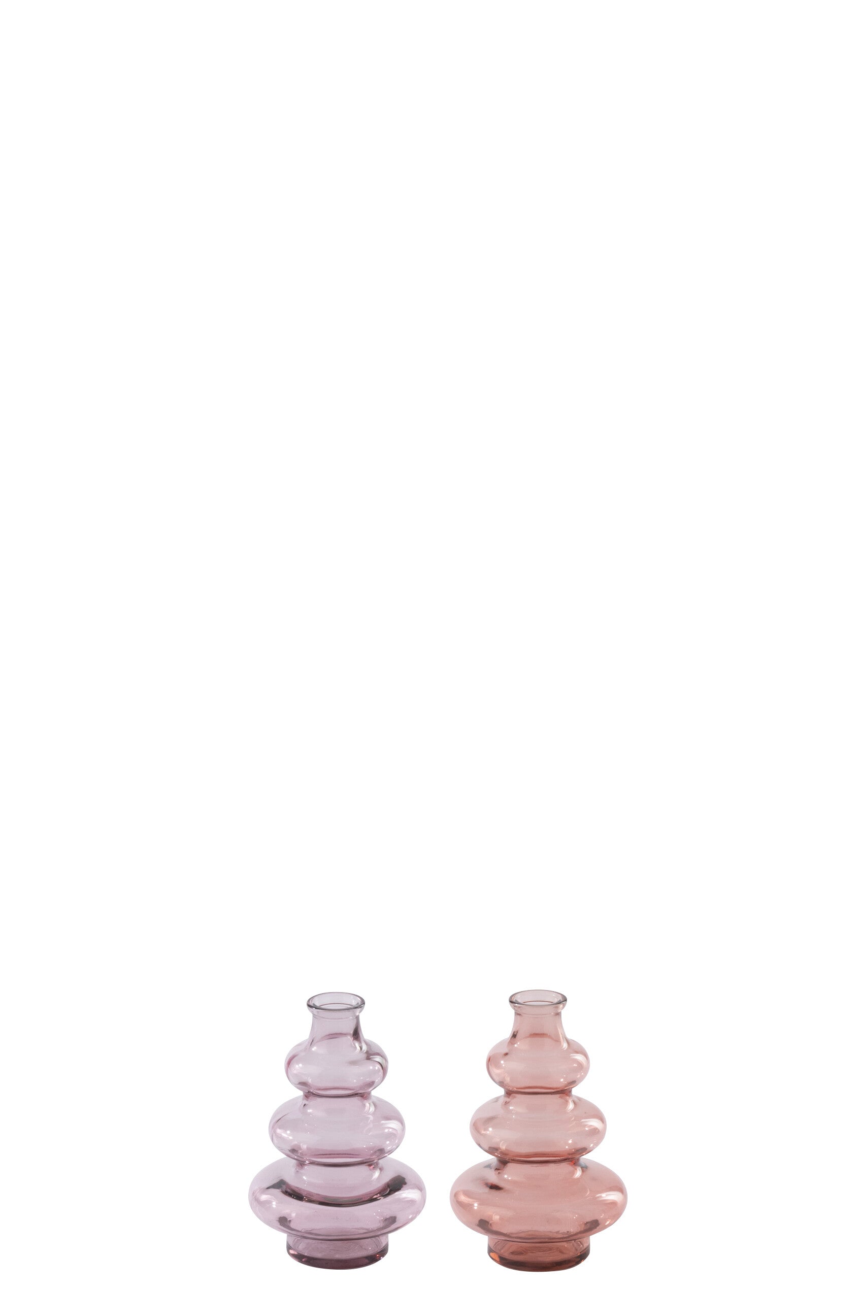 J-Line vaas - glas - lichtroze/zalmroze - set van 2
