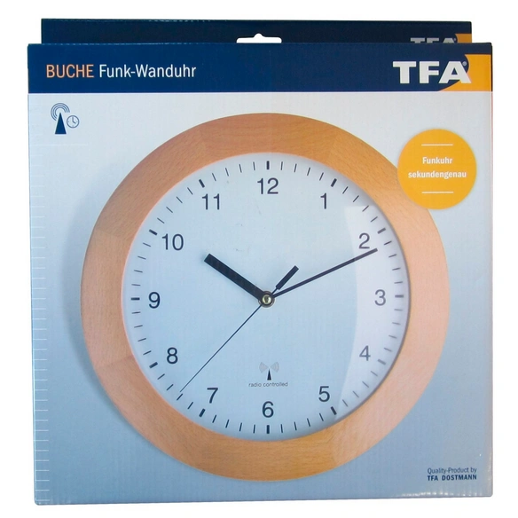 Funkwanduhr (Analog), BxHxT: 31 x 31 x 5,5 cm, holzfarben