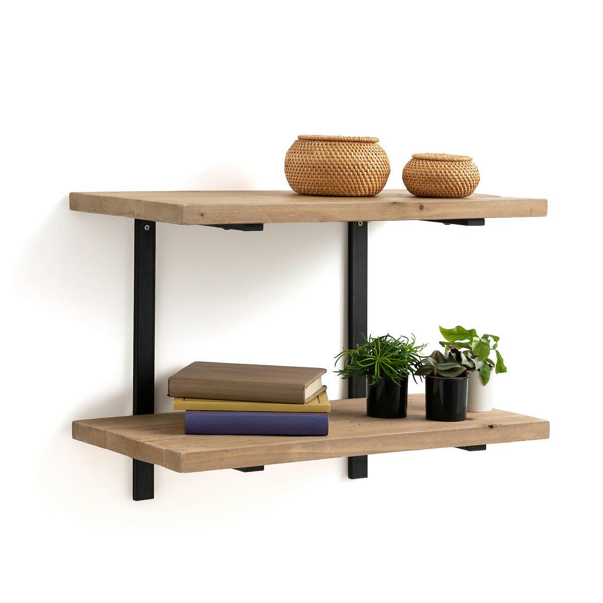 Etagère murale sapin recyclé et métal, Mosaïque