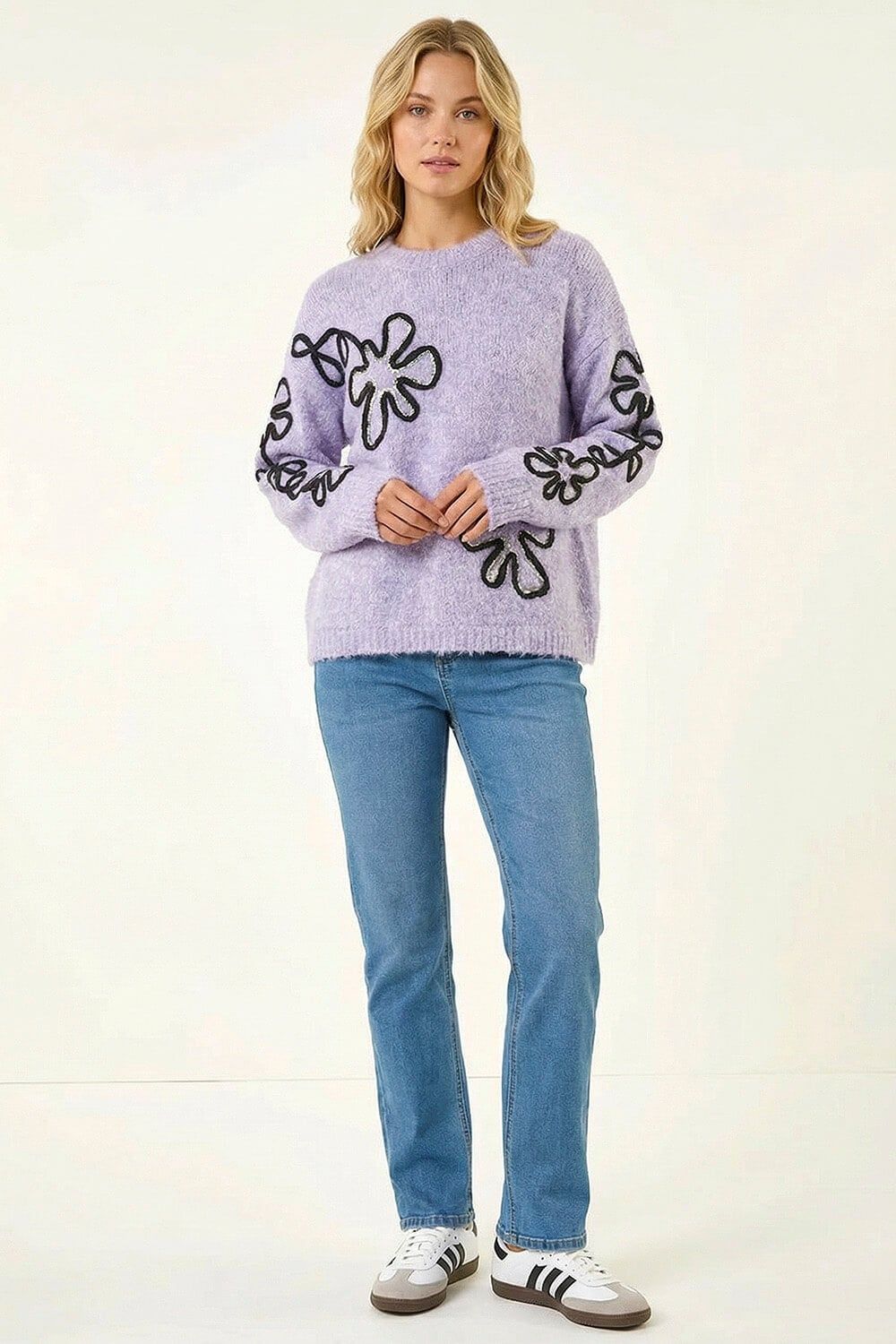Roman Sequin Floral Knit Jumper