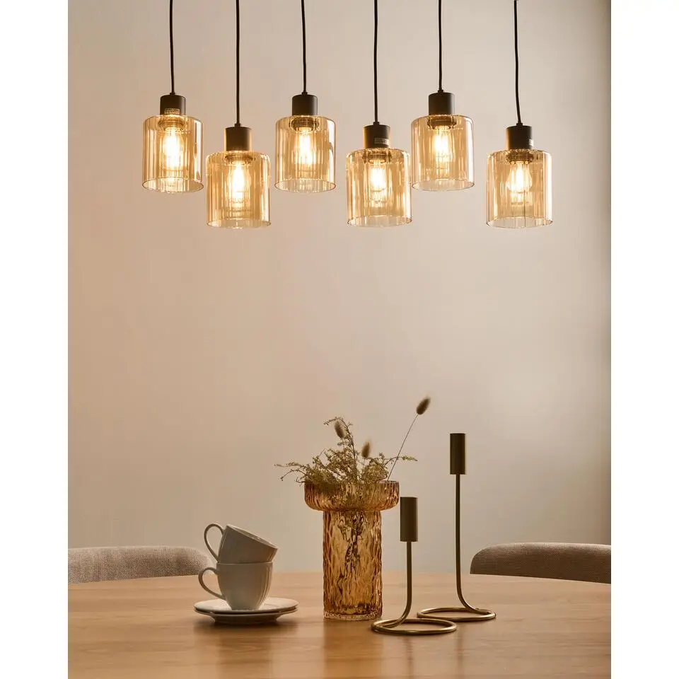 KITARE - Hanglamp 6 lichten - Zwart/Beige - Metaal