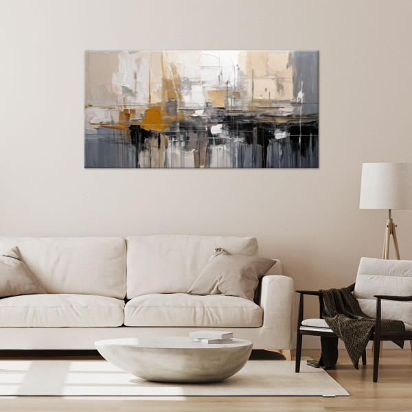 Feeby Obraz do sypialni, Abstrakcyjna kompozycja Beżowa 80x40