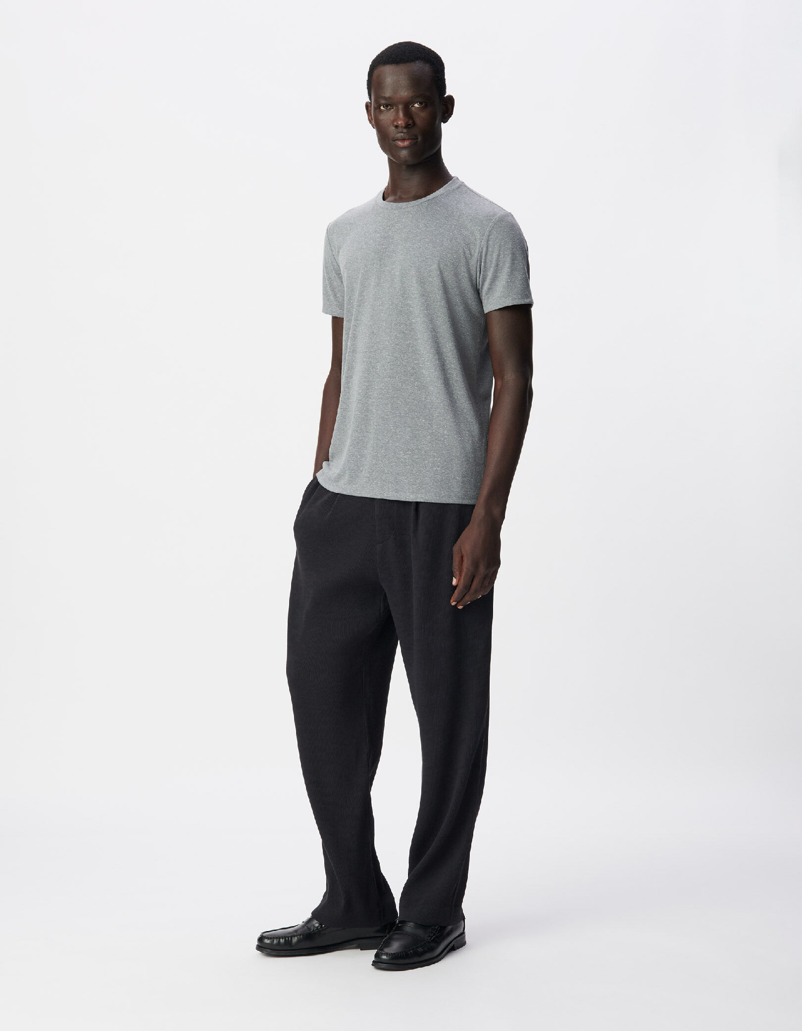 T-shirt col rond gris chiné DRY FAST Homme