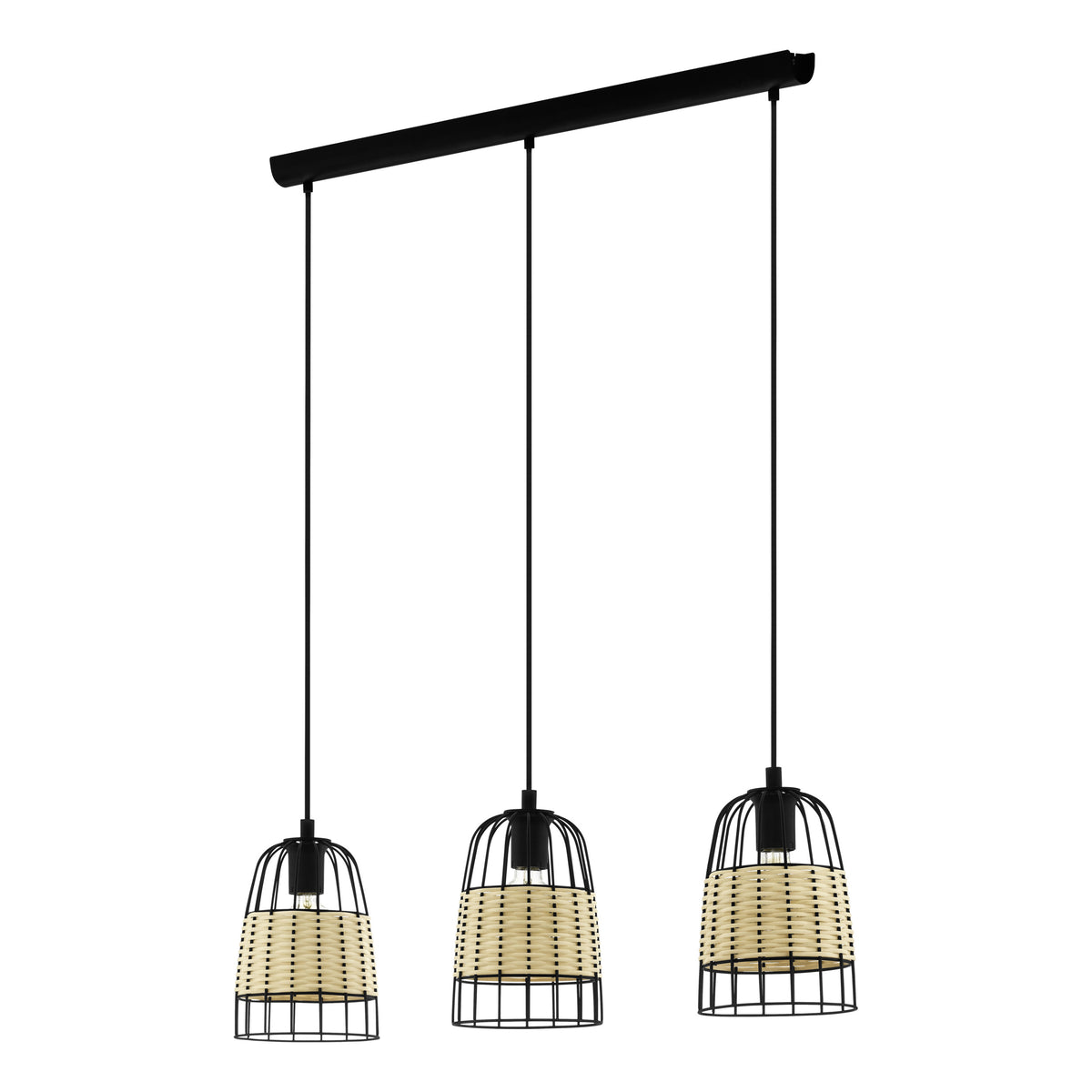 EGLO hanglamp Anwick - e27 - 88 cm - zwart/rotan