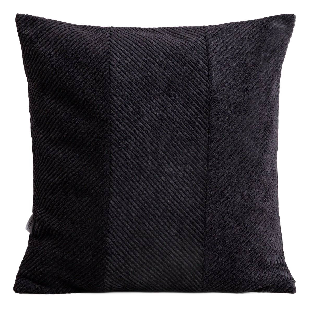 Poszewka FALLERE ze sztruksowym wzorem czarna 45x45 cm HOMLA