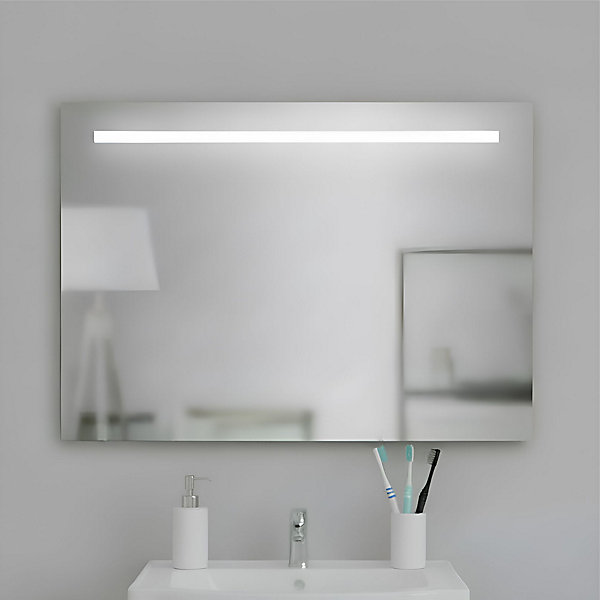 Miroir à bord poli 120x70H cm avec sablage frontal rétroéclairé led