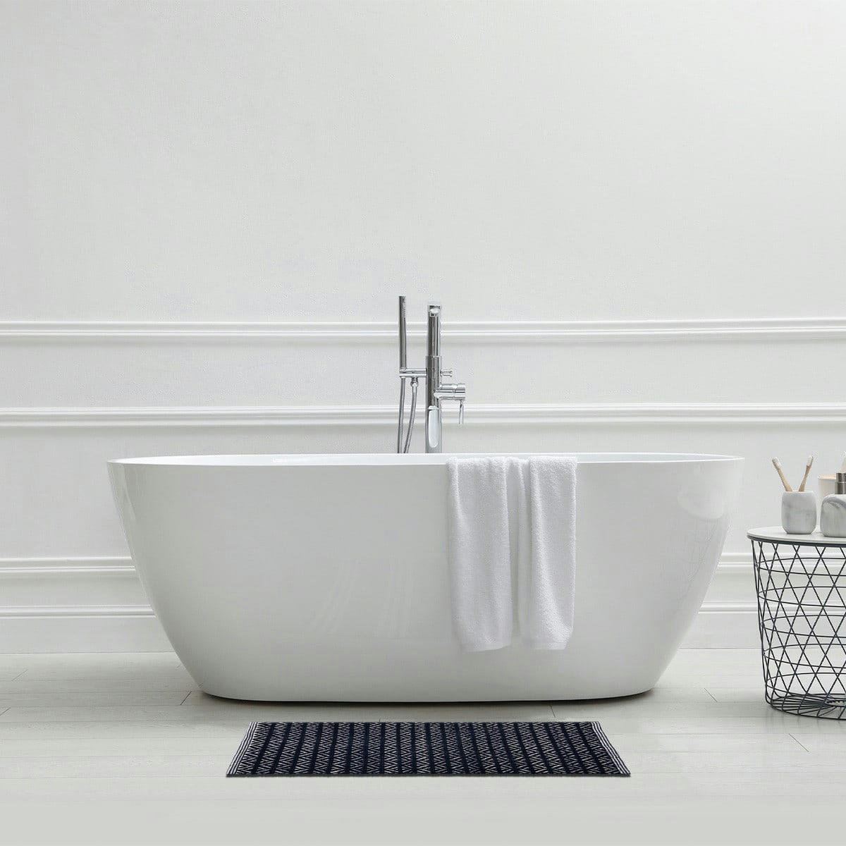 FOLK COLORS - Tapis de bain en polycoton fantaisie marine 50x80cm