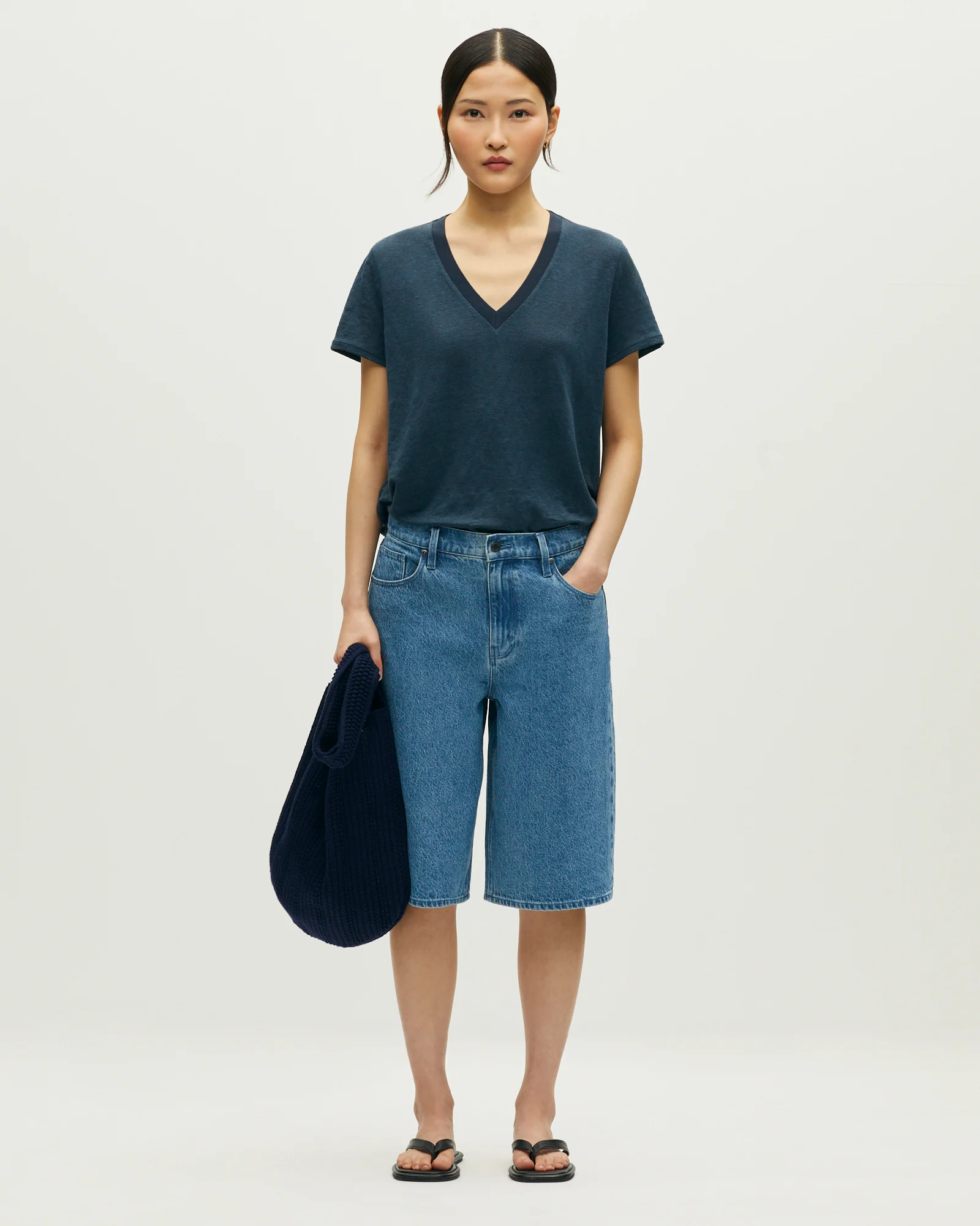 T-shirt col V en lin SARAH