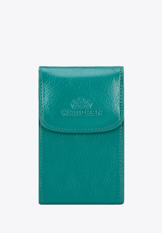 Etui na wizytówki skórzane z logo zielone