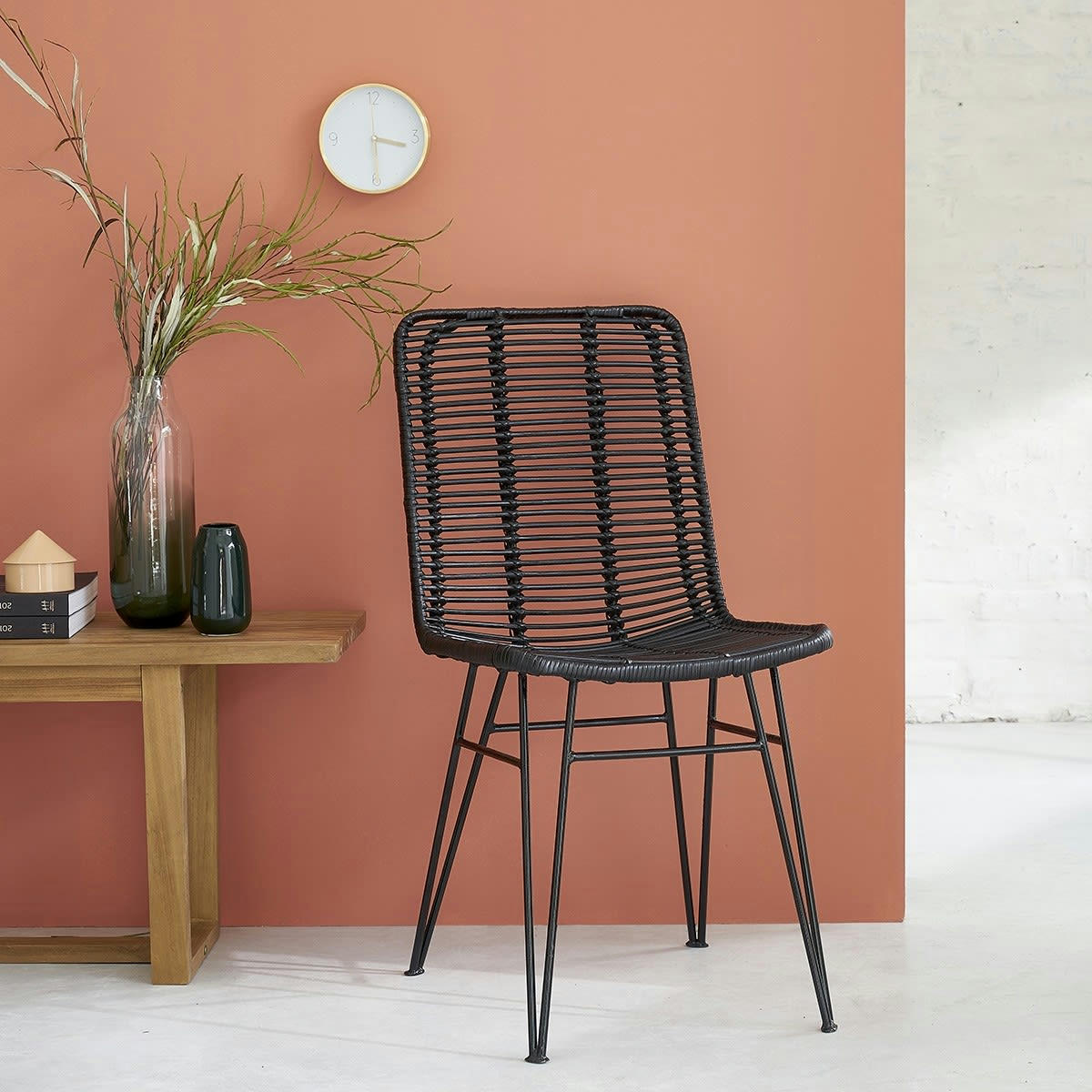 BOHEMA - Chaise en rotin et métal noire