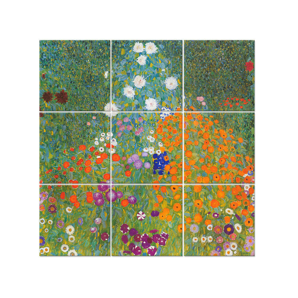 - Tableau Jardin De Fleurs - Gustav Klimt 150x150cm