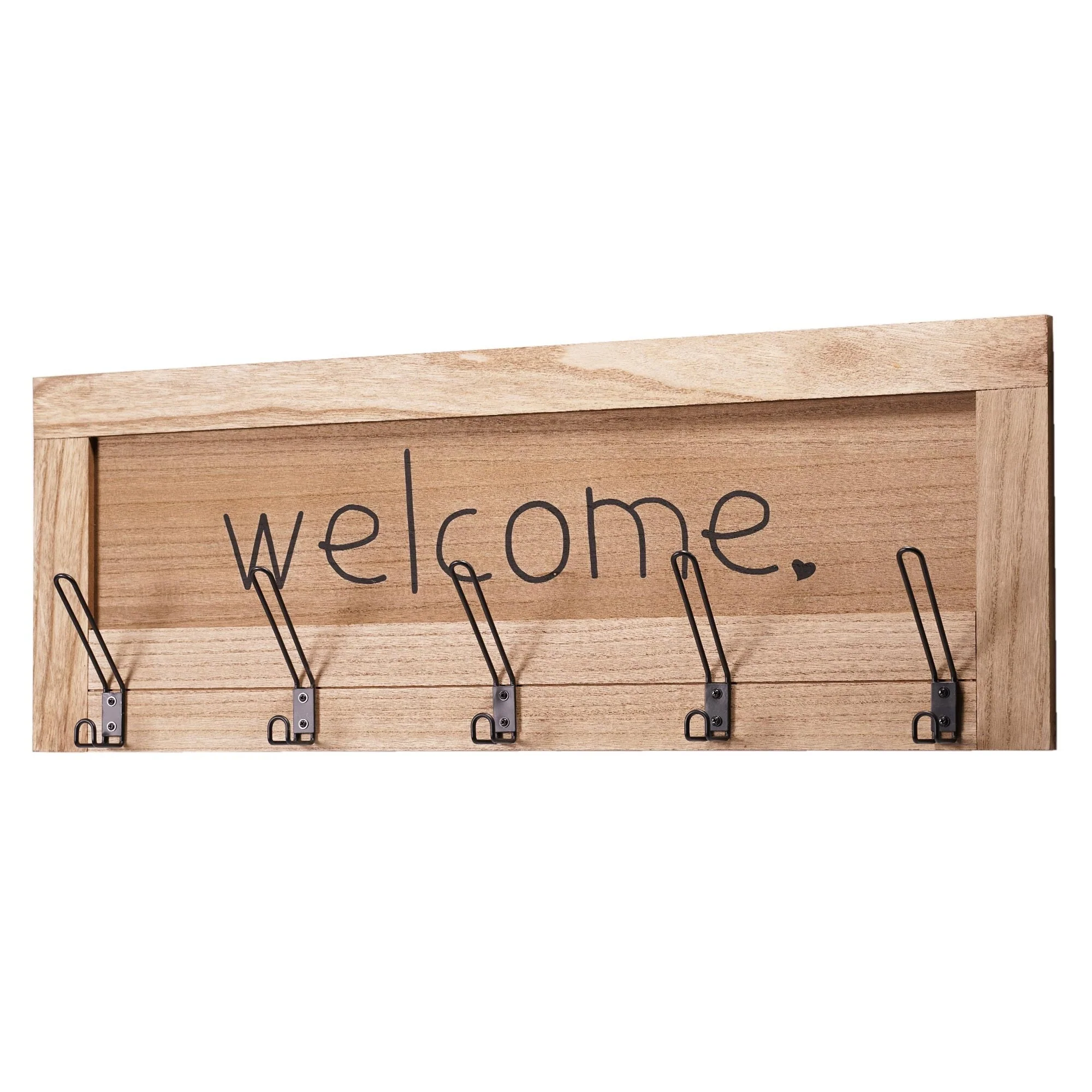 Addie Joy Wood Welcome Coat and Key Holder Plaque - Honey Wash - 12 H x 32 L x 3.25 D