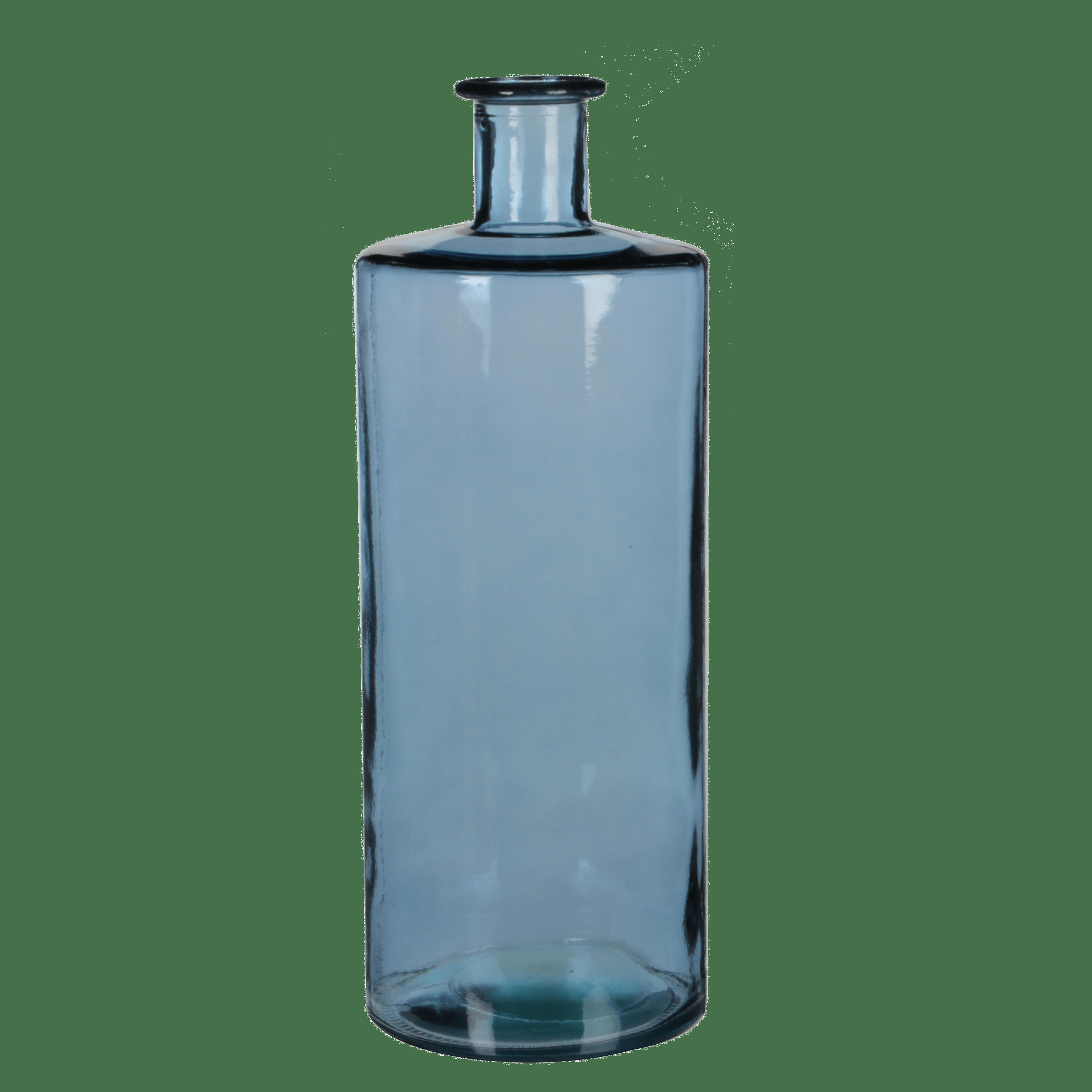GUAN - Vase bouteille en verre recyclé bleu H40