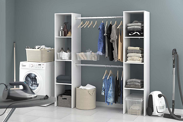 Dressing blanc 6 étagères, 2 penderies 180 x 40 x 180 cm ELYSEE