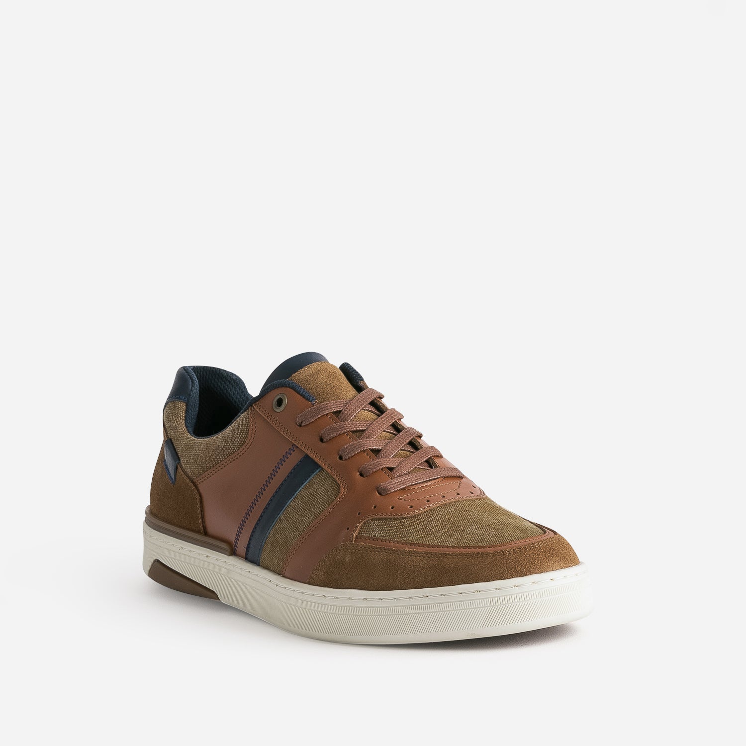 Tennis camel et cognac mix matières