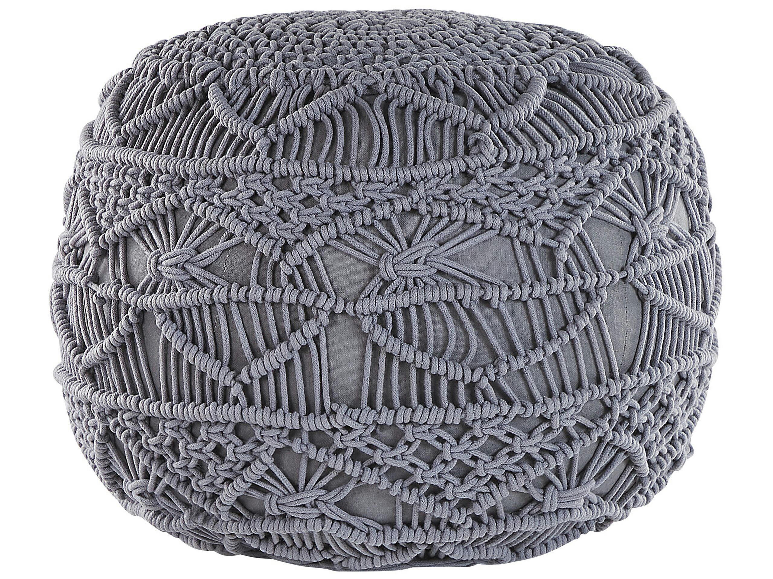 KAYSERI - Pouf en coton gris ⌀ 40 cm