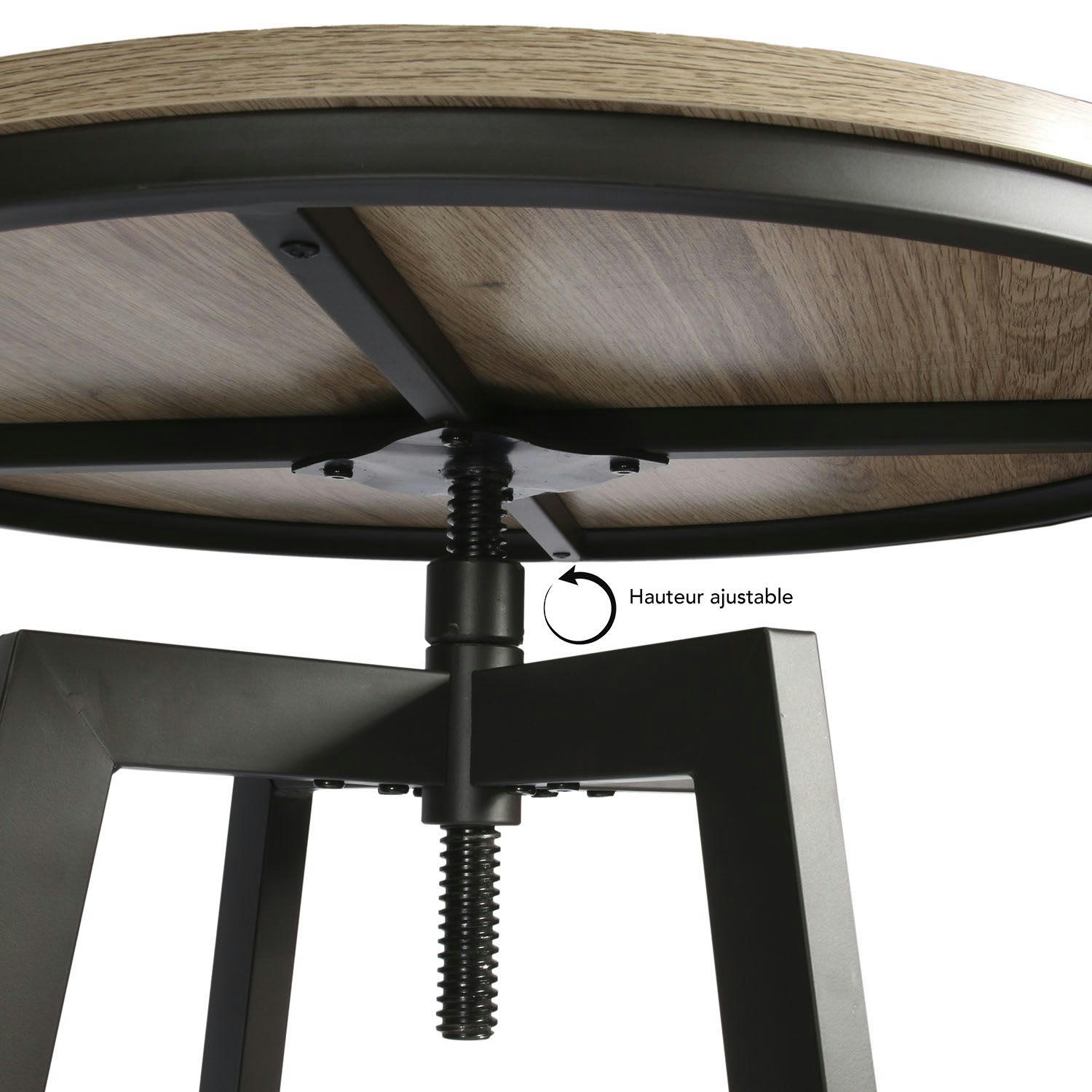 ARIA - Table haute avec tabourets design industriel 2 personnes noir