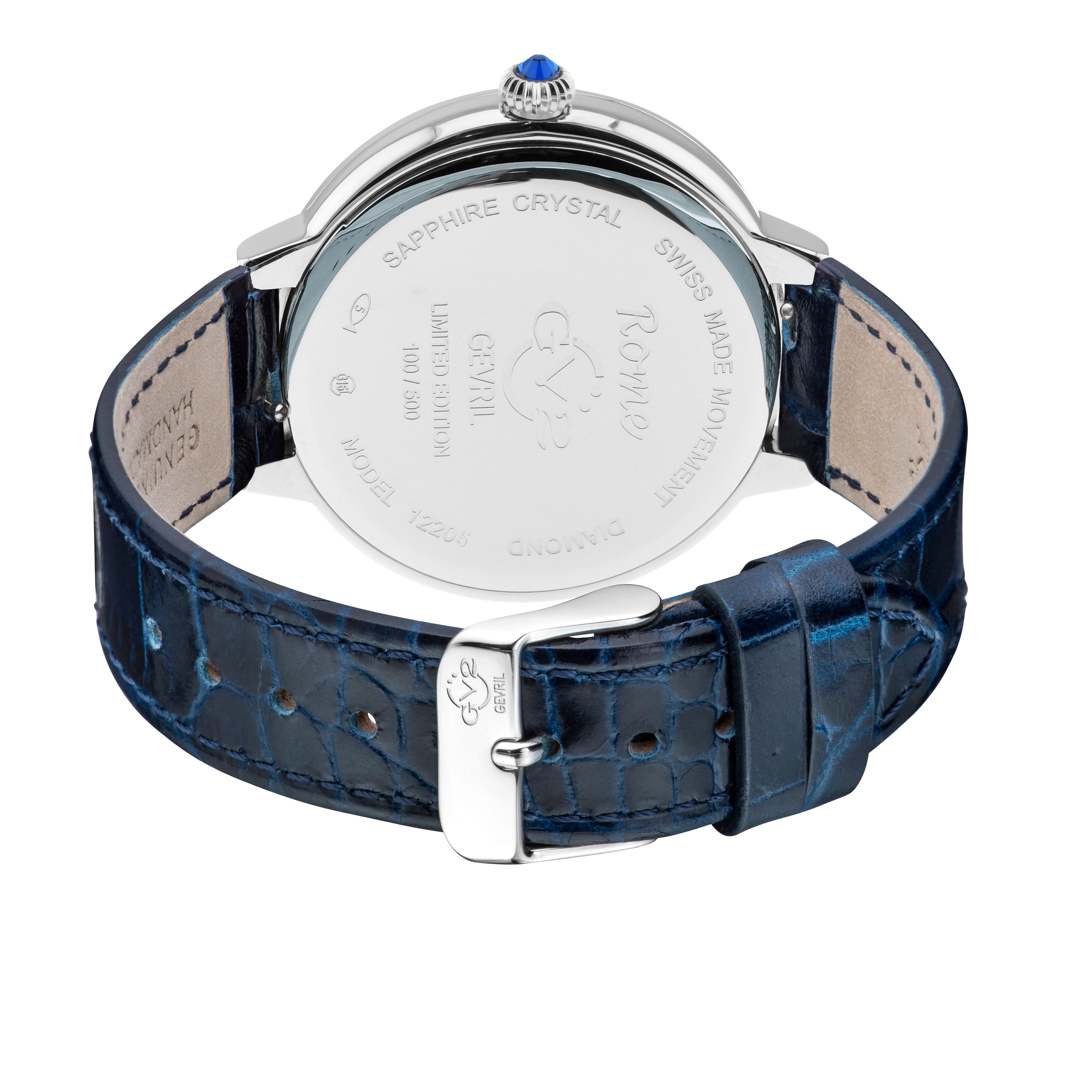 GV2 Rome Blue Dial Stainless Steel 12205 Swiss Quartz Watch