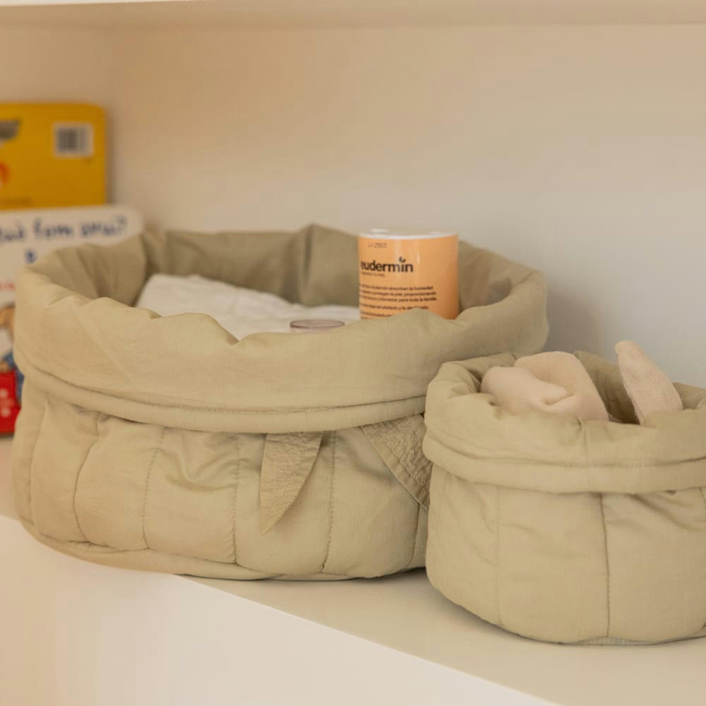 BAMBOO - Lot de deux paniers matelassés - Bambie Olive 20x30x30 cm