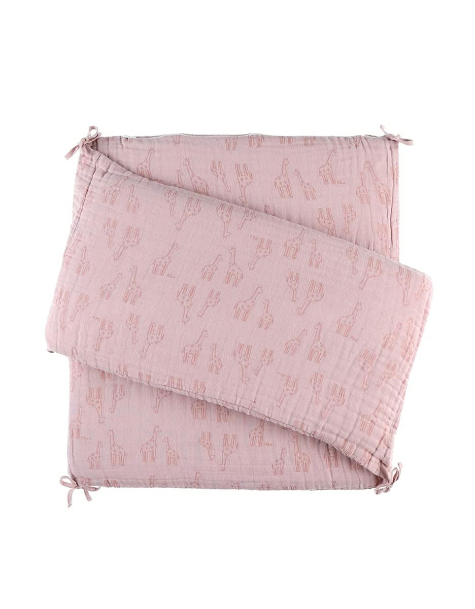 - Tour de lit respirant rose motif girafes (lits 60x120 / 70x140 cm)