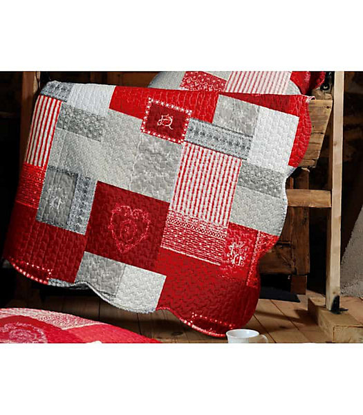 Boutis montagne rouge et gris - 220x240cm - Rouge