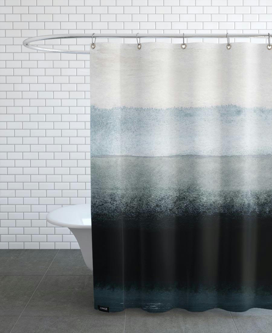 SHADES OF GREY - Rideau de douche en polyester en blanc & gris 150x200