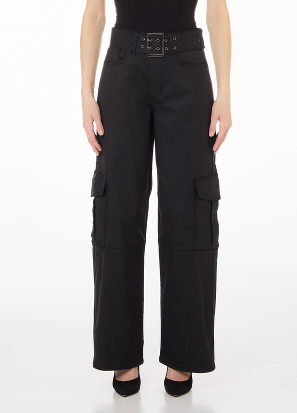 Pantaloni cargo in tessuto spalmato