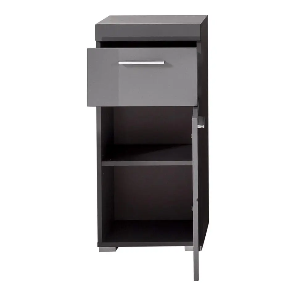 Hioshop AmandaMando badkamerkast 1 deur- 1 lade grijs- grijs hoogglans