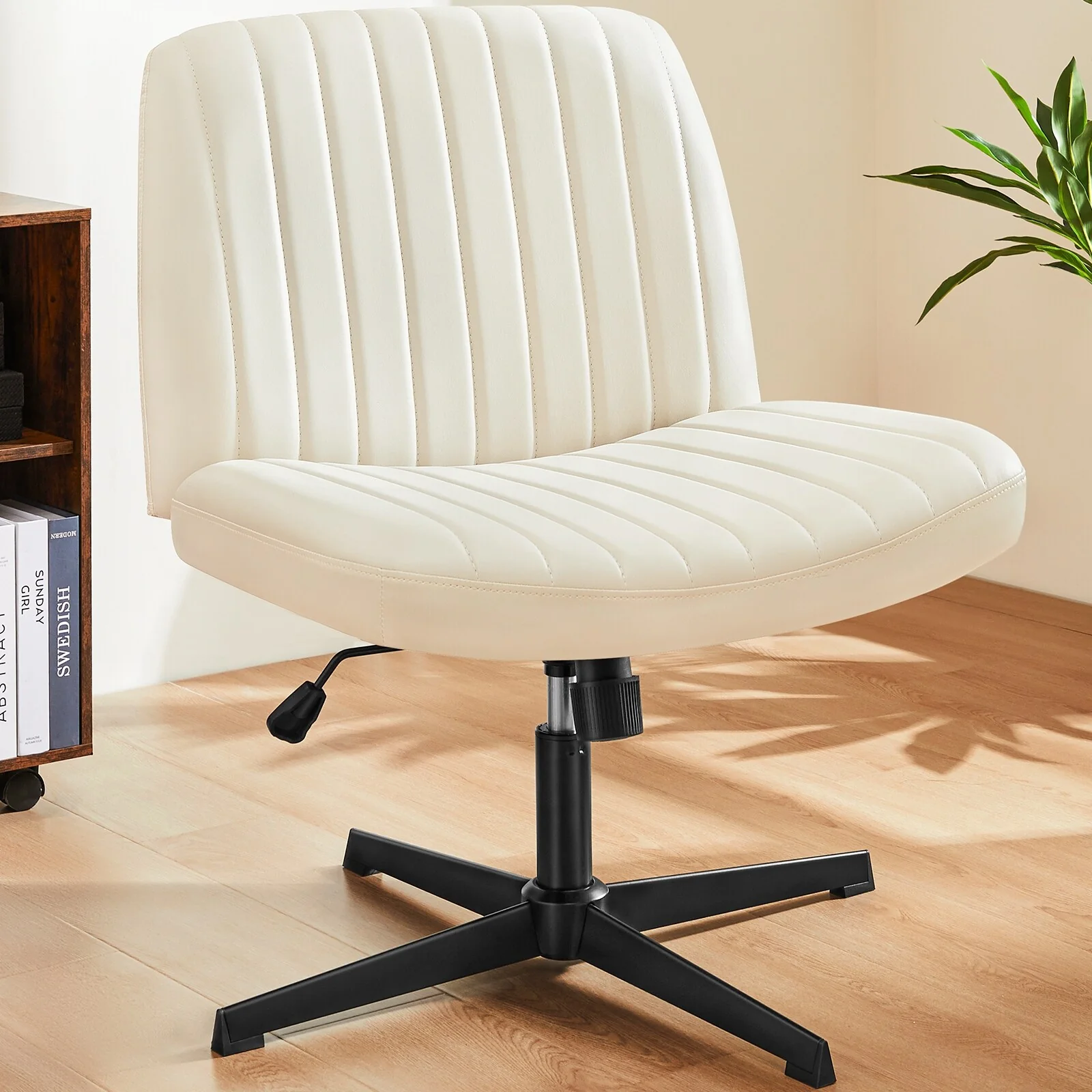 Cross-Legged Chair, No Wheels Armless Swivel Home Office Chair