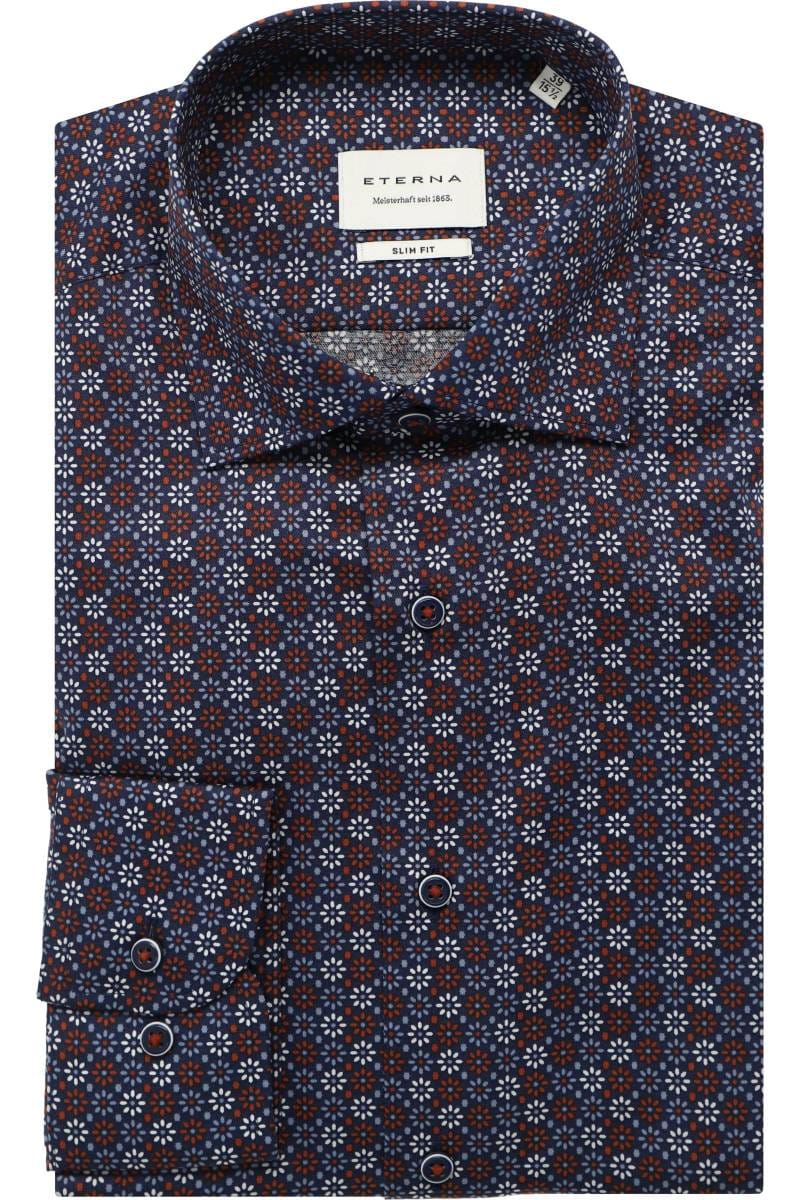 ETERNA Slim Fit Hemd blau, Bedruckt