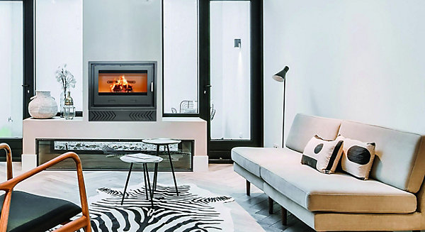 MF - Insert à Bois avec Turbines Eire 80 de 12 kW pour Cassette de Cheminée avec Ventilation et Répartition Efficace de la Chaleur