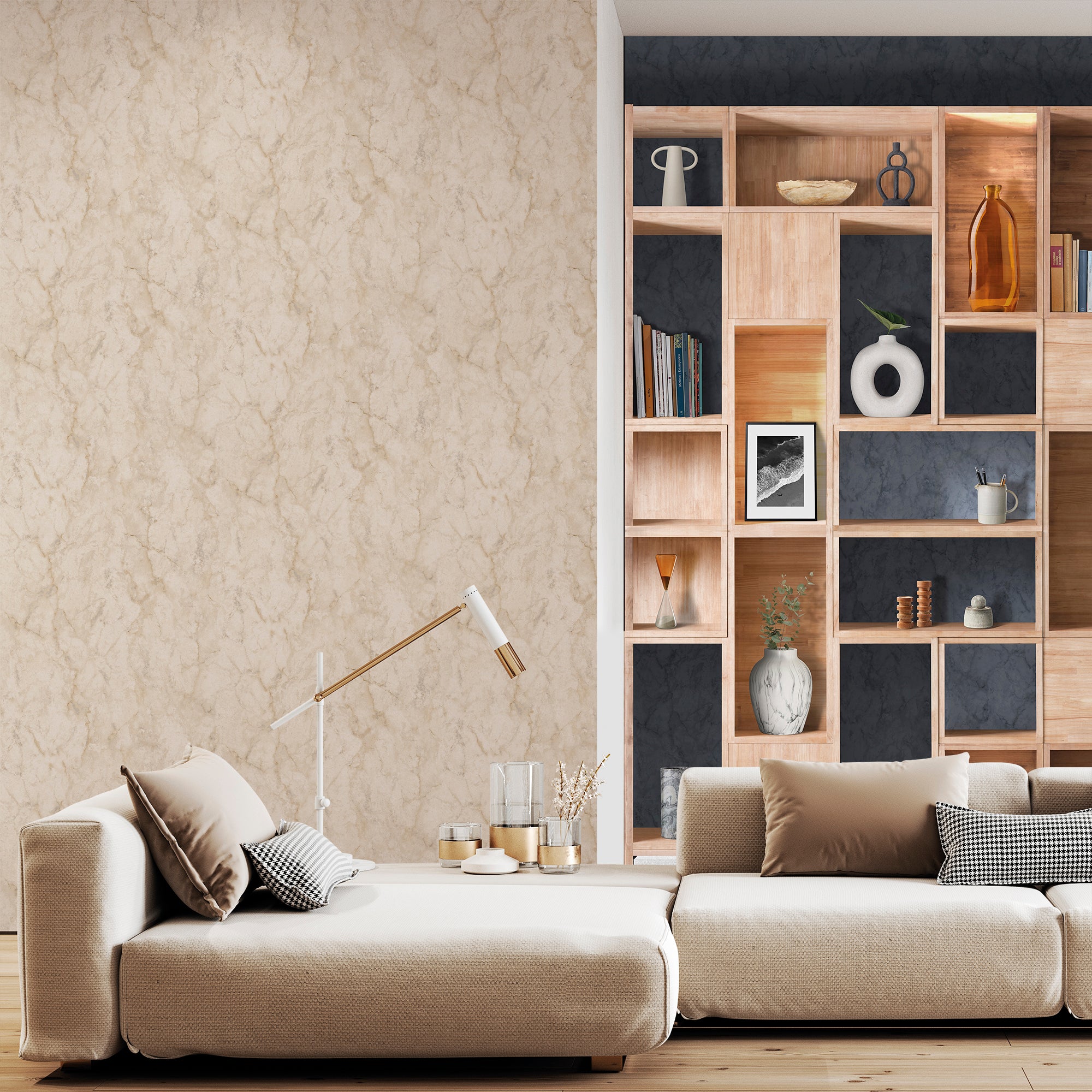 Sanders & Sanders behang marmer zand beige - 53 cm x 10 m - 640083