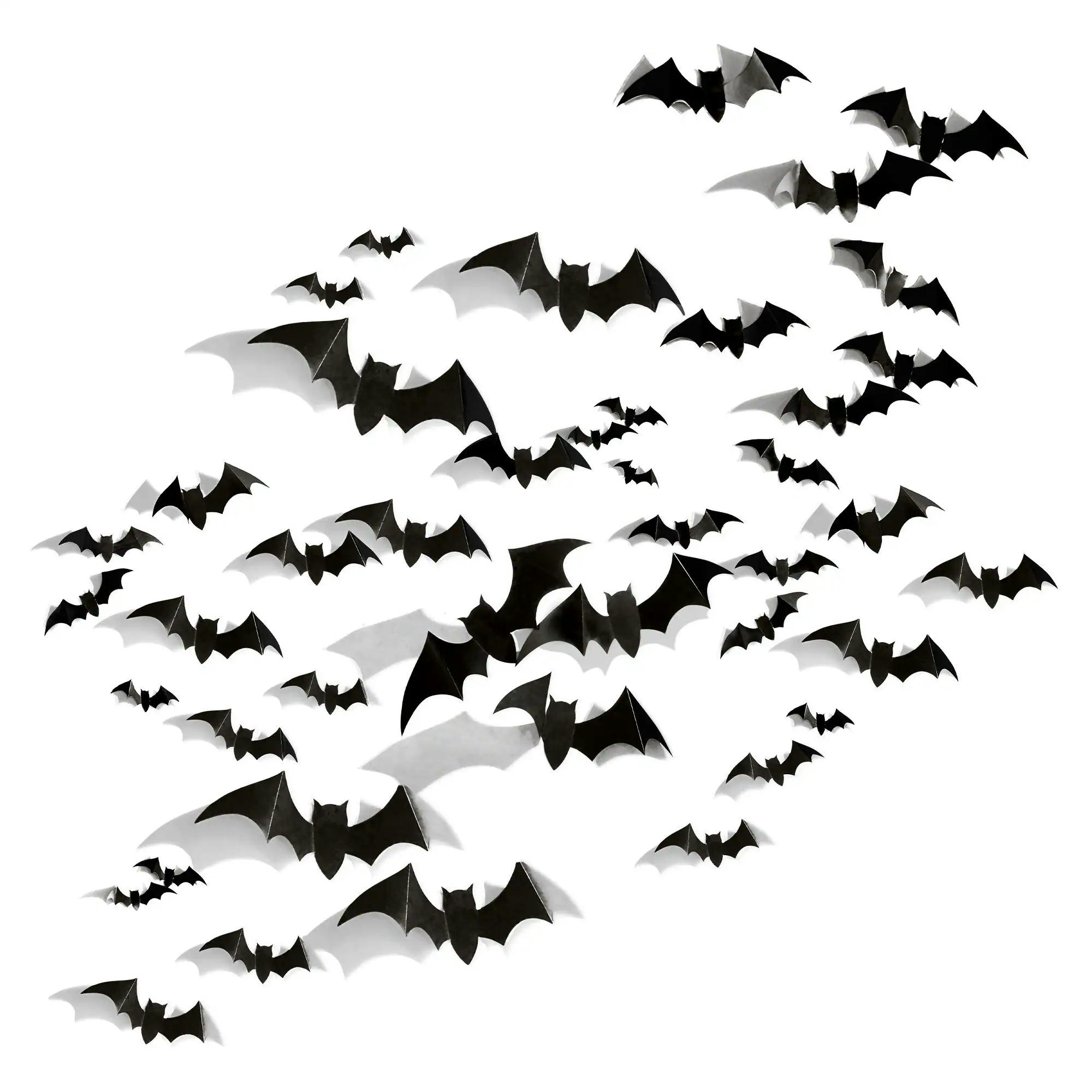 Bat Paper Cutouts, Black, 14.5-in, 50-pk, Indoor Decoration for Halloween