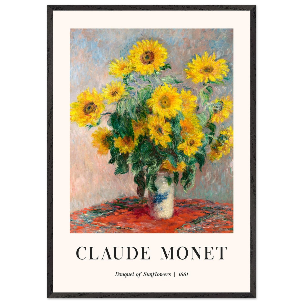 Artfulprints Poster met Lijst Claude Monet - Bouquet of sunflowers  - 70x100 cm - Geel