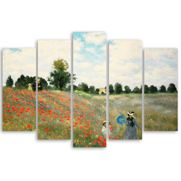 Feeby Obraz 5 częściowy na płótnie Pole Maków C.Monet