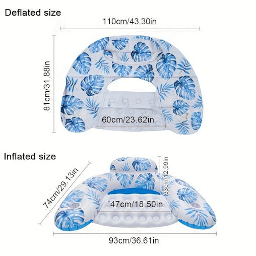 NNETM Leaf Pattern U-Shape Inflatable Pool Float Lounger