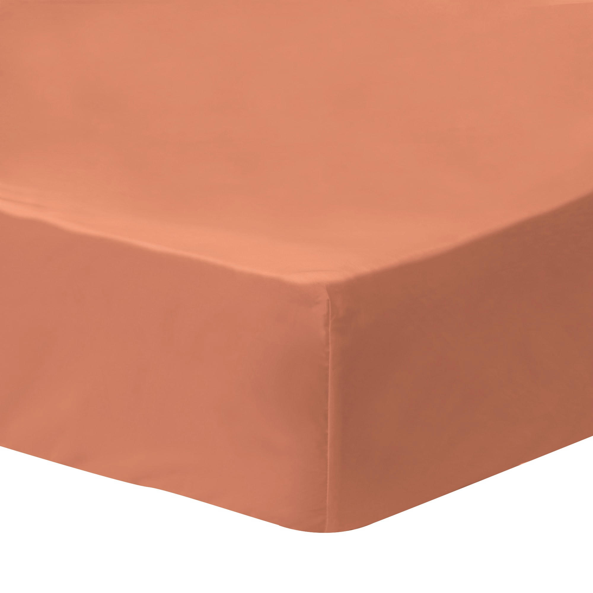 DRAGÉES DÉLICES - Drap-housse uni percale BIO Terracotta 160x200cm - Bonnet 30cm