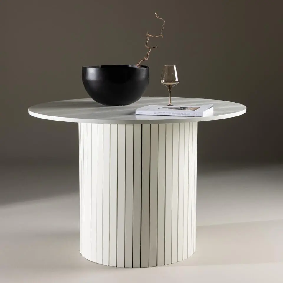 Eettafel Rond Wit 110cm - Fineer - Scandinavisch - Tafel H&auml;r&ouml;n