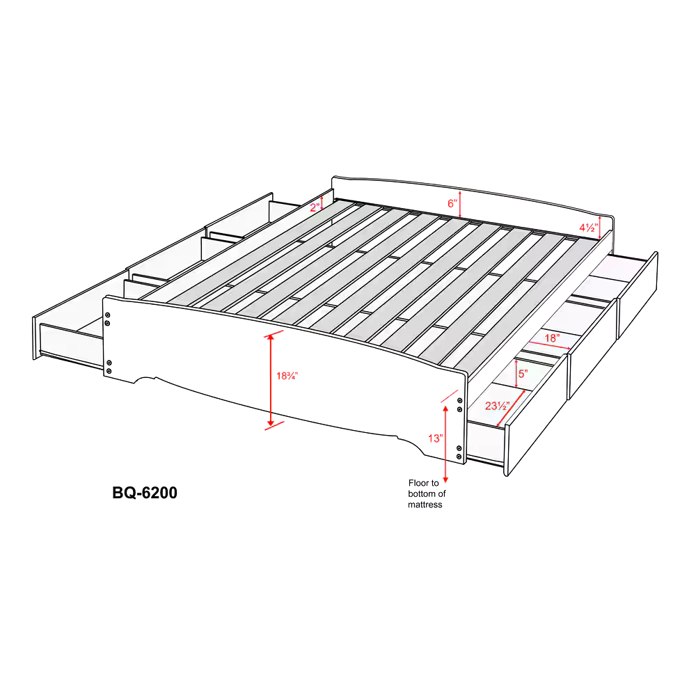 Prepac 6-Drawer Mate’s Platform Storage Queen Bed