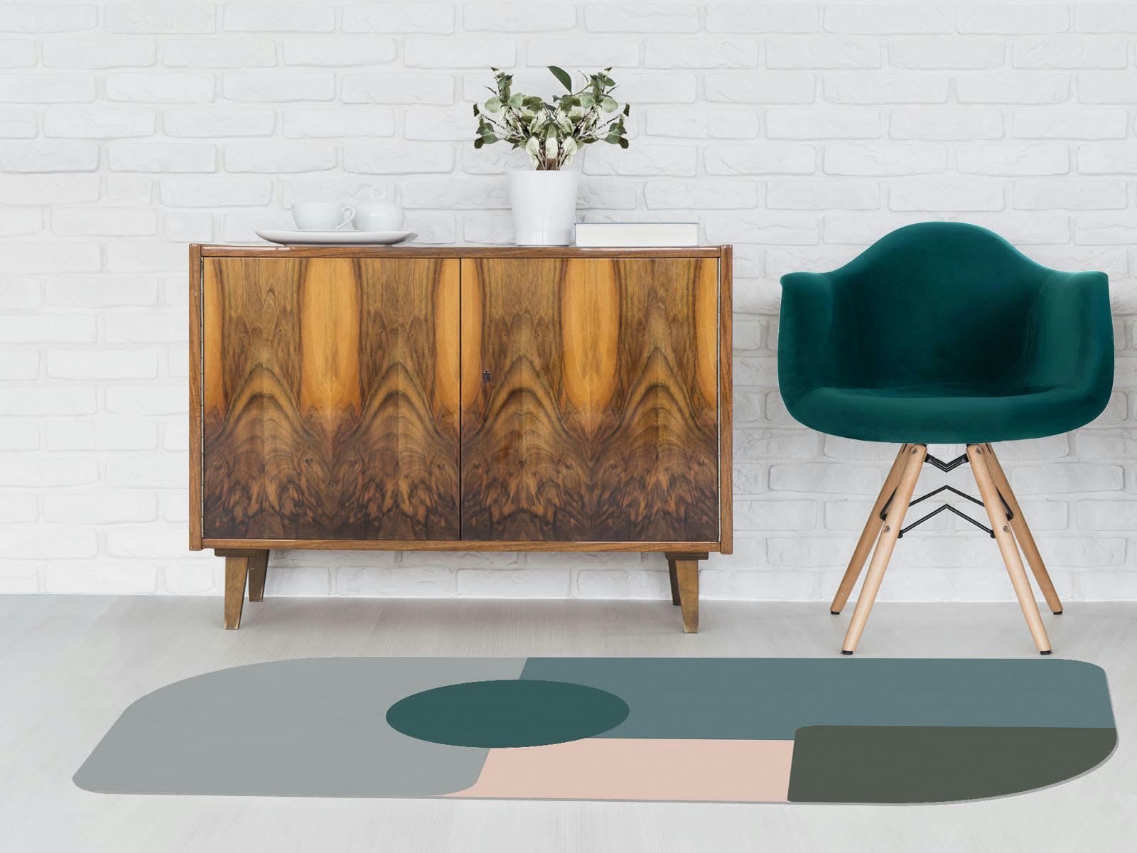 - Tapis vinyle Milano bleu paon 80x160cm