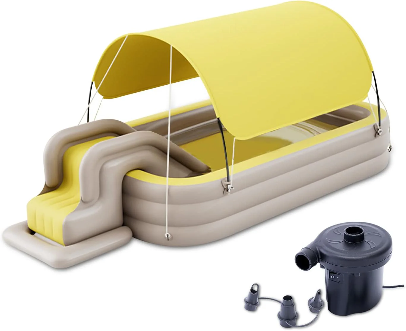Ergocar Inflatable Swimming Pool with Water Slide, Inflatable Slide Water Pool with Awning, Inflatable Mega Bouncy Castle Water Park, Swim Centre Pools for Backyard, Garden, Summer Water Party(yellow2.1 Meters Three Layers)
