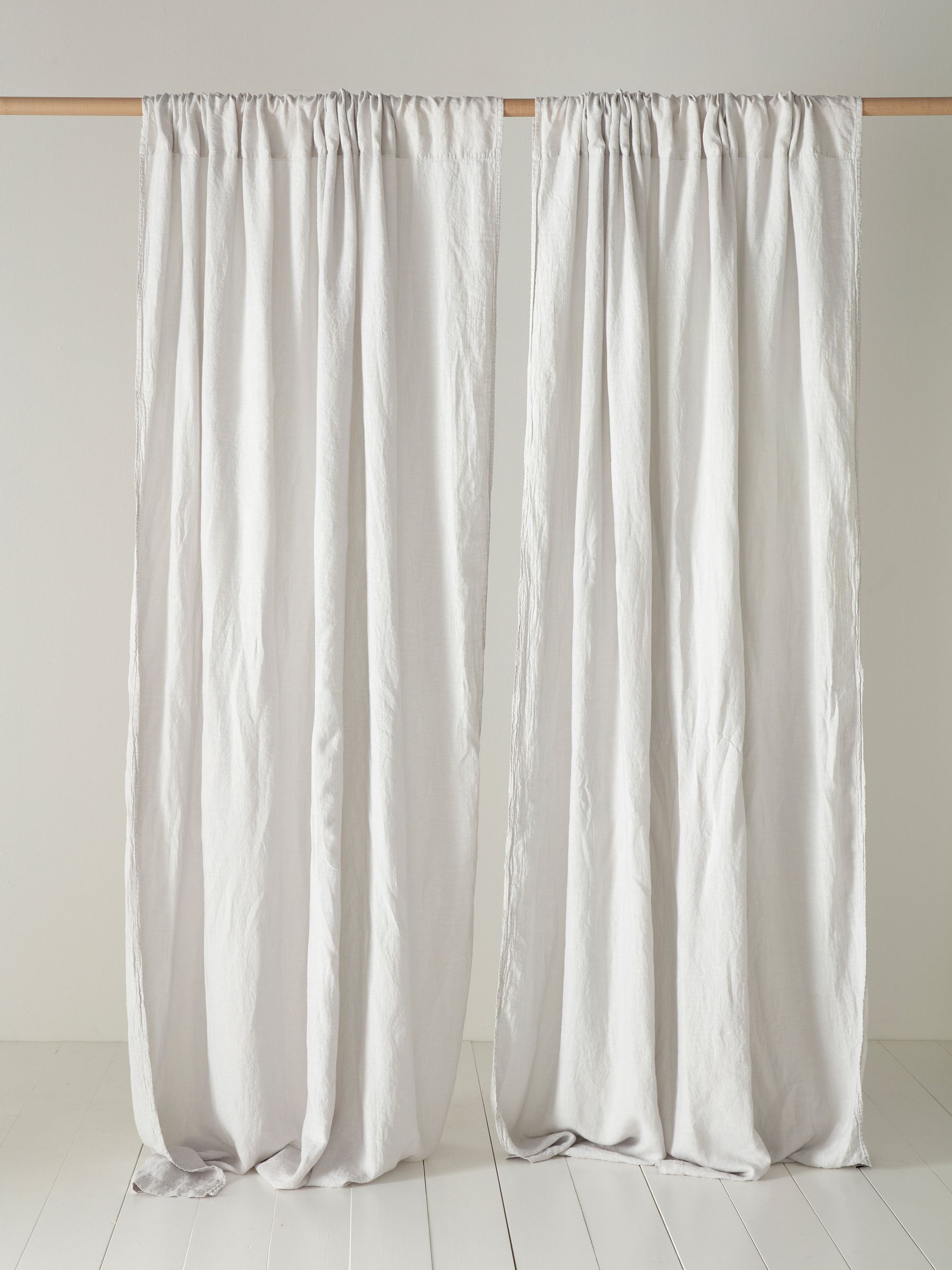 Secret Linen Store Pebble Grey 100% Linen Loop Top Slot Header Single Curtain