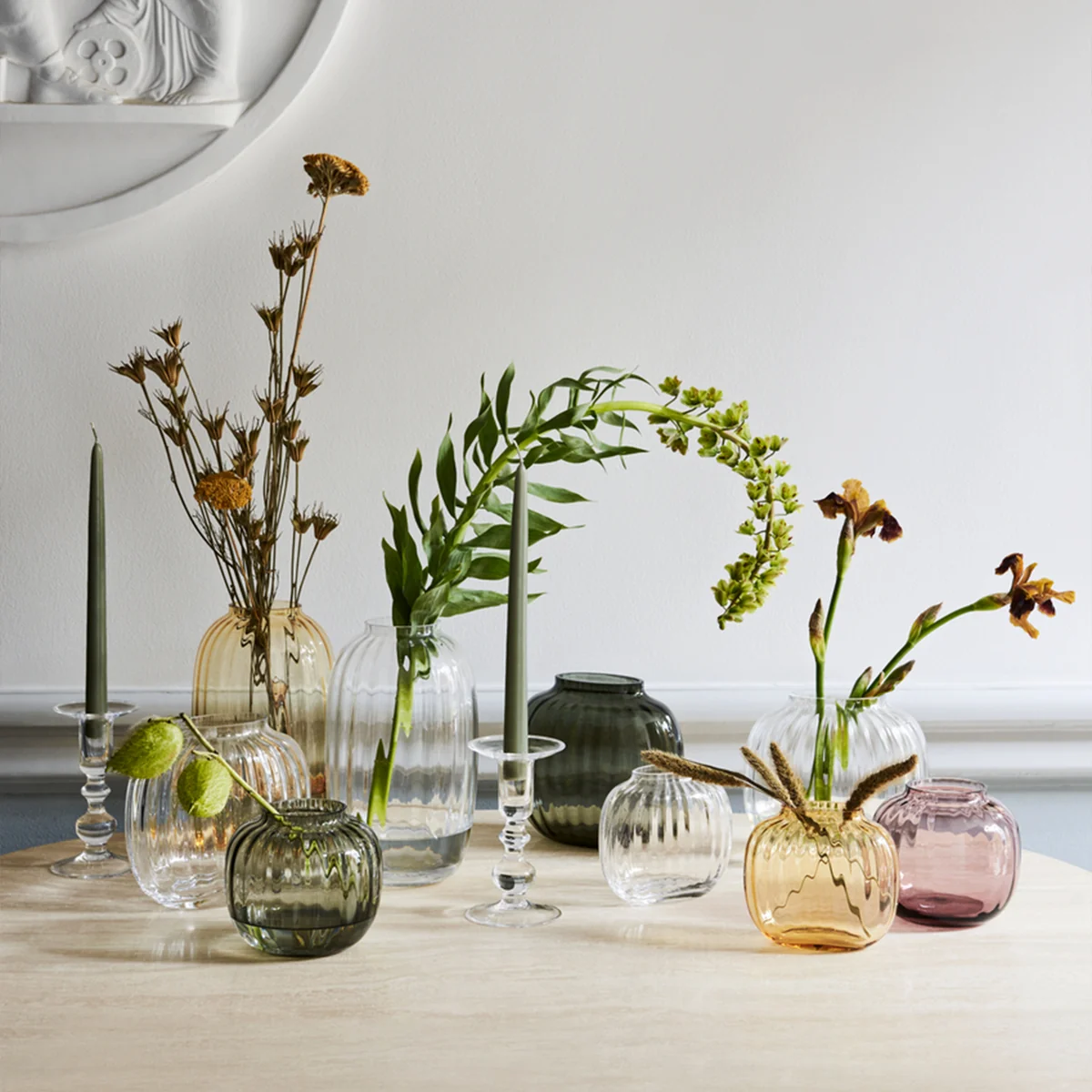 Holmegaard - Primula Vase, oval, H 17,5 cm, smoke