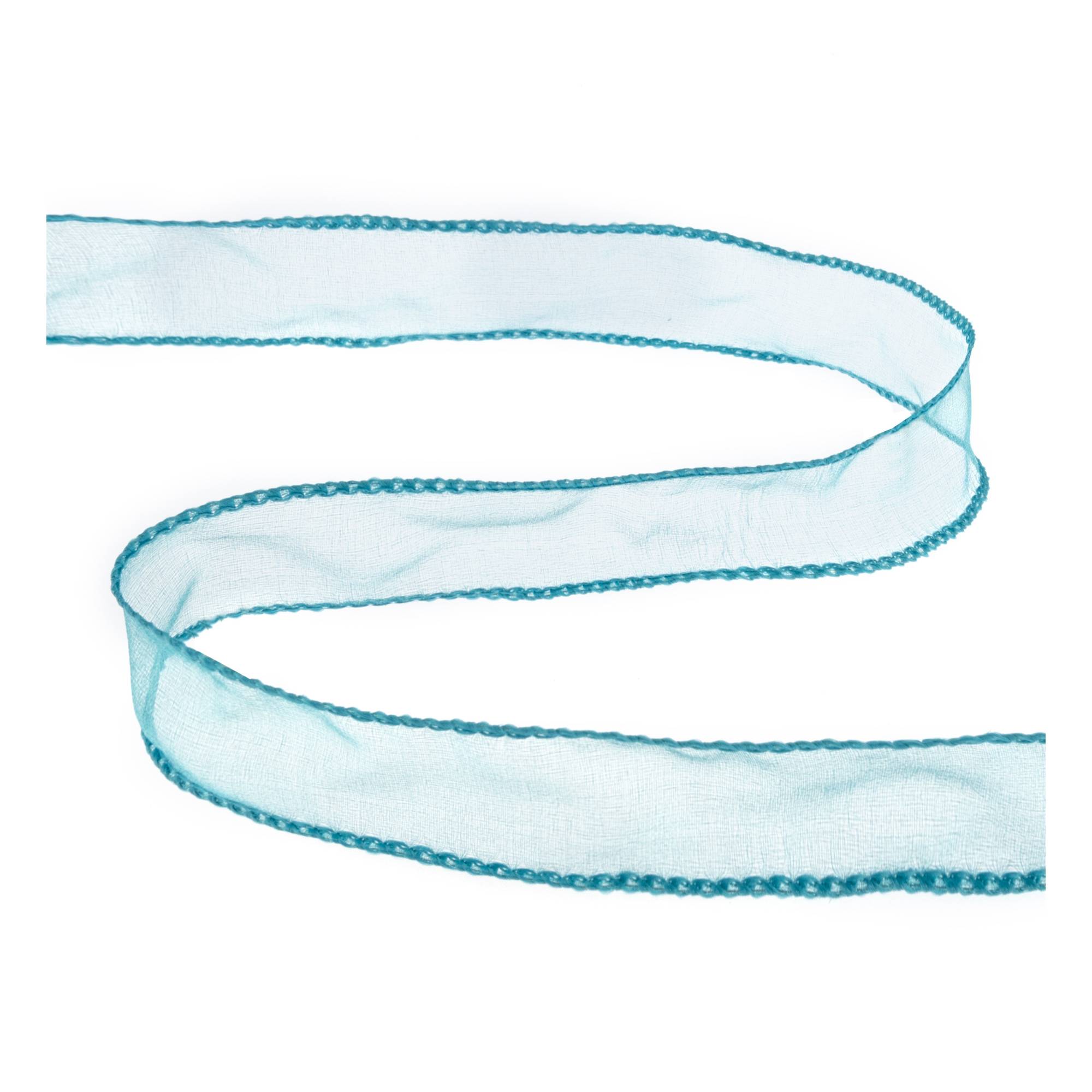 Turquoise Wire Edge Organza Ribbon 25mm x 3m