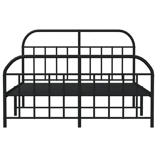 NNEVL Metal Bed Frame with Headboard and Footboard Black 183x203 cm King