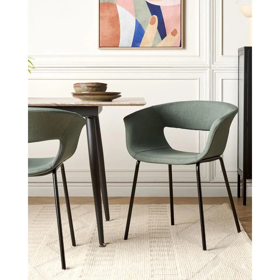 ELMA - Eetkamerstoelen set van 2 - Donkergroen - Polyester