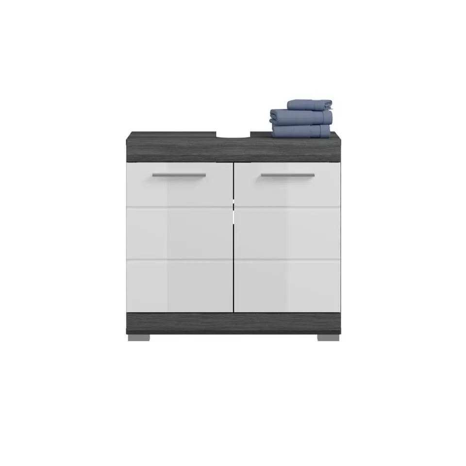 Hioshop Scout wastafel 2 deuren wit hoogglans- grijs