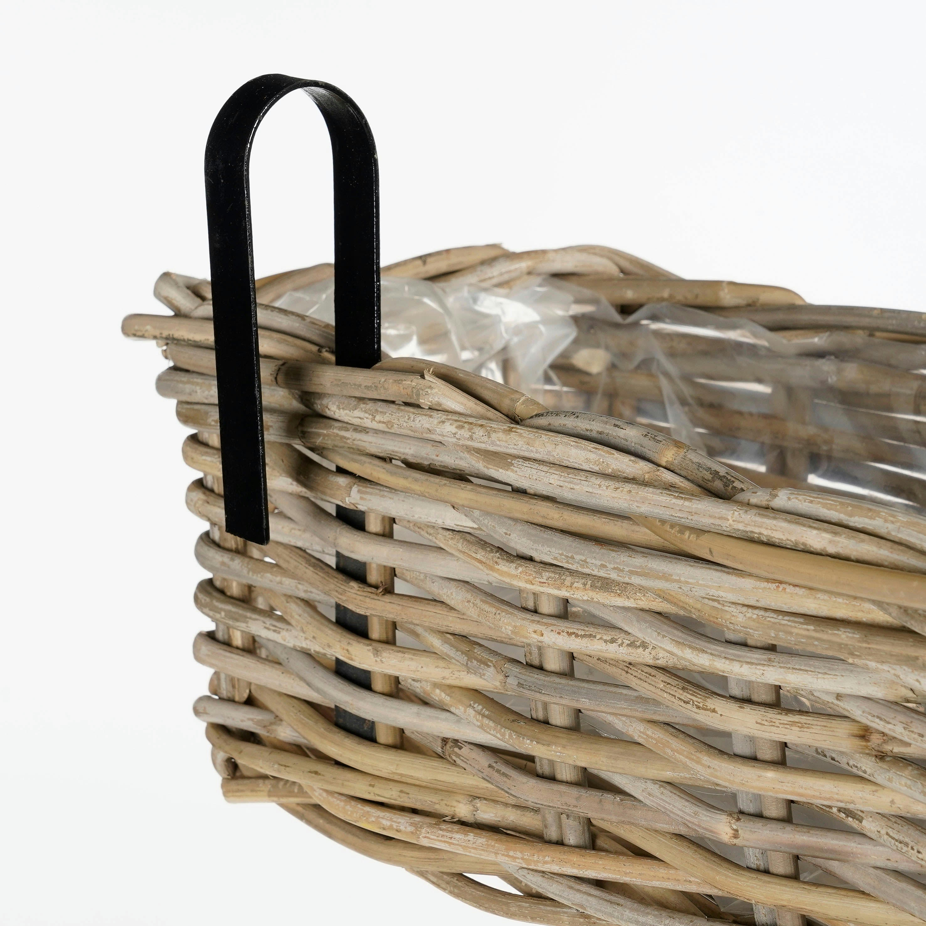 MARCIA - 3 jardinières balcon en rotin gris L60