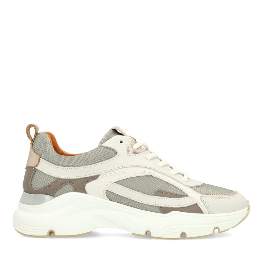 Manfield Grijze leren sneakers